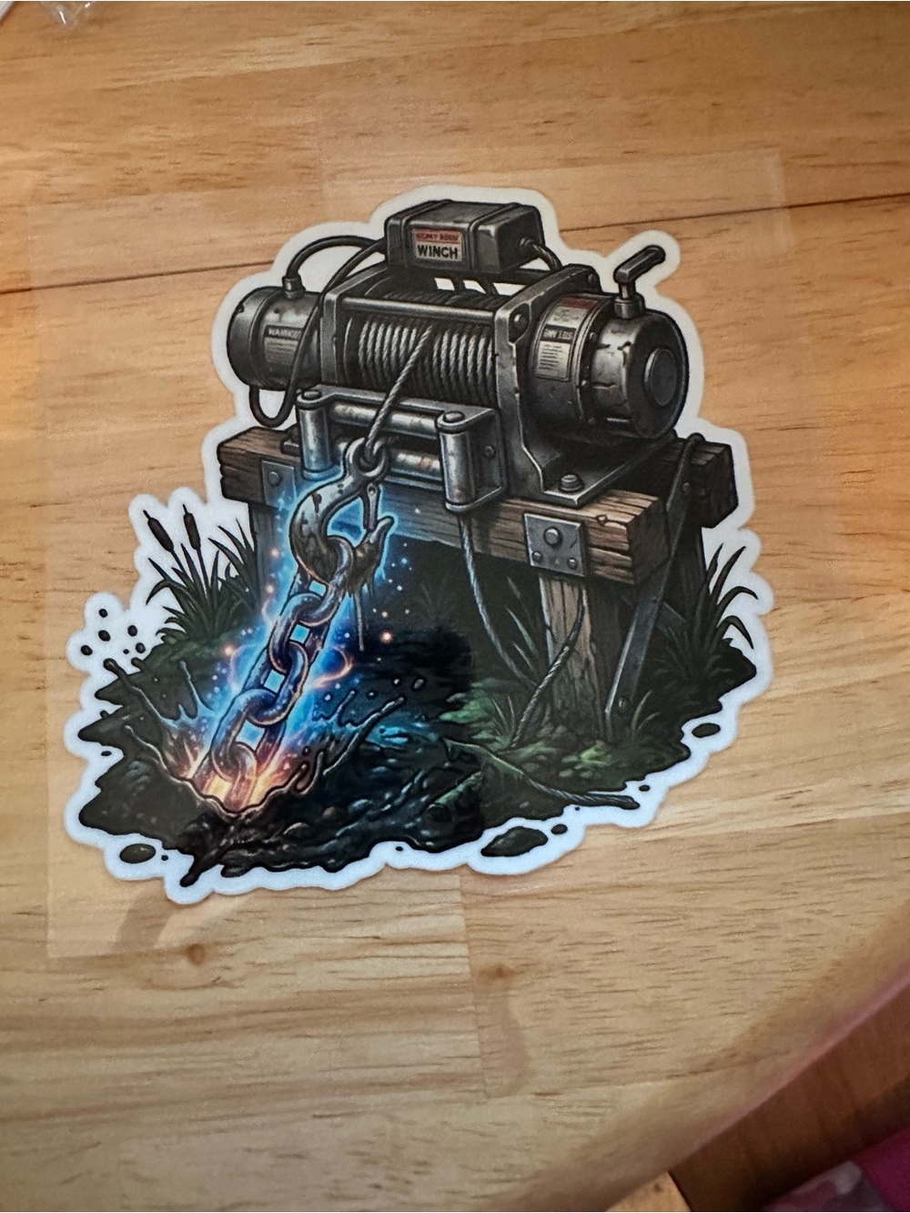 Winch Illustration Vinyl Sticker - Black & Blue